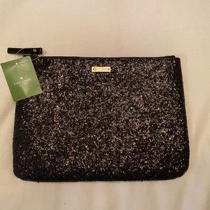 NWT KATE SPADE gia sparkler clutch, black glitter